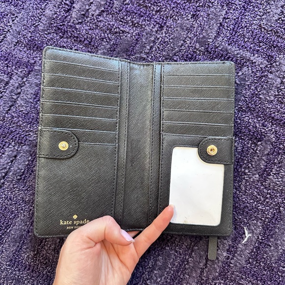 Kate Spade Slim Bifold Wallet Black White - Picture 7 of 7